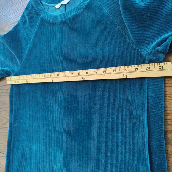 Soft Surroundings Women M Blue Tunic Top Velour Corduroy Button Back Long Sleeve - Picture 9 of 12